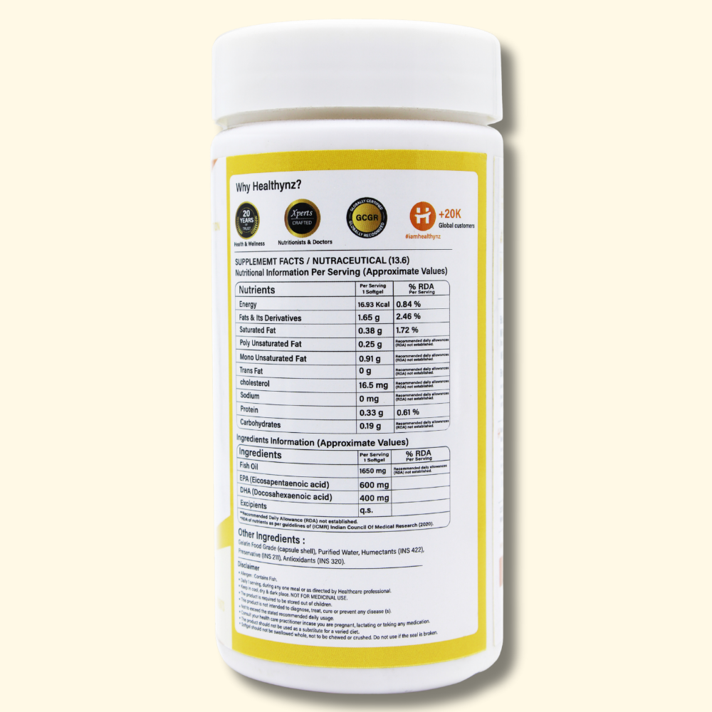 Healthynz 3X Fish Oil Nutrition Facts