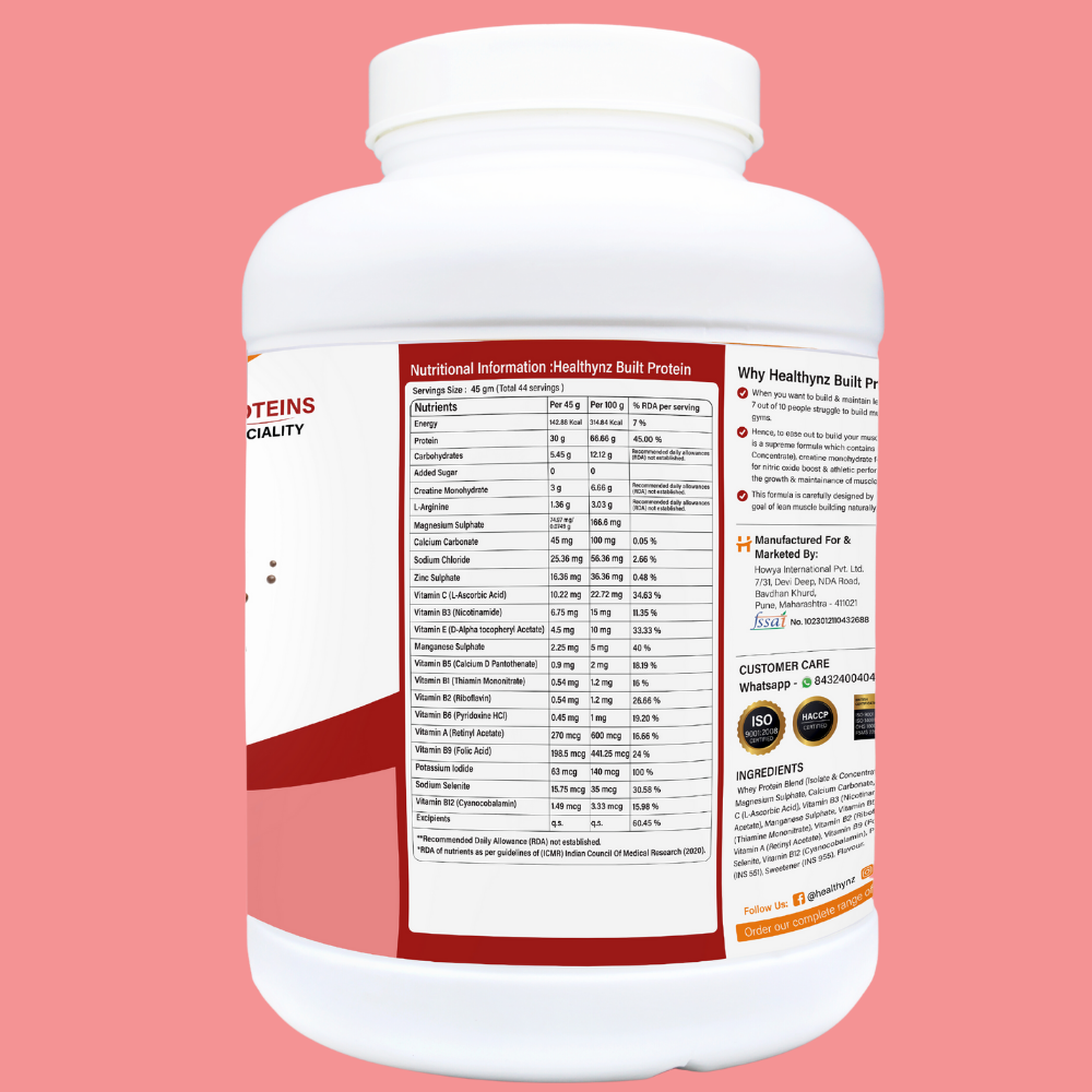 Healthynz Built Protein Nutrition Facts
