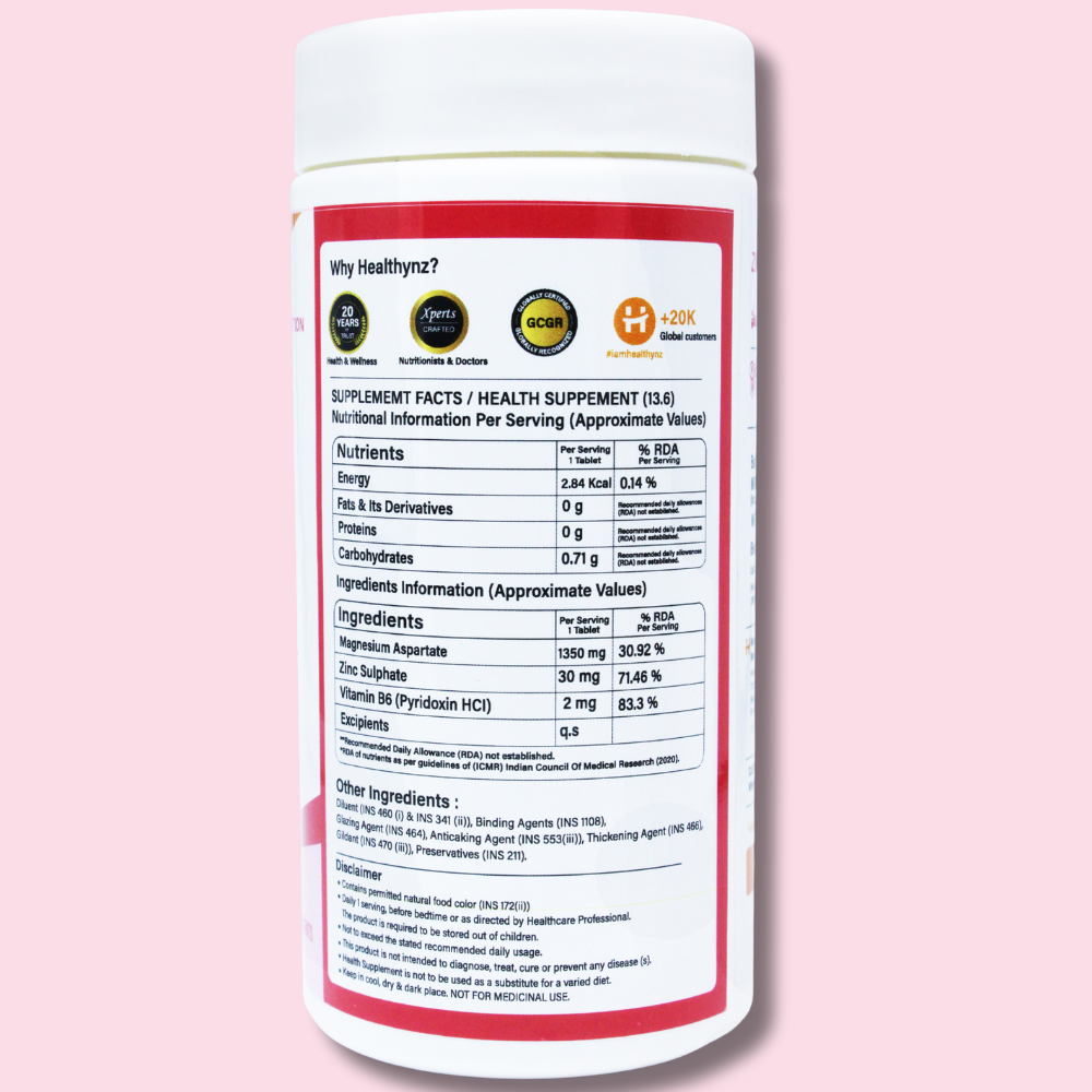 Healthynz ZMA Nutrition Facts