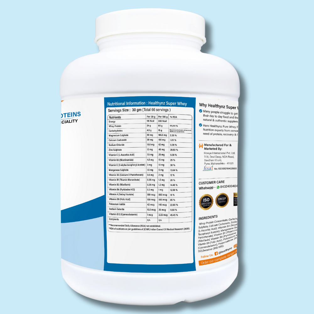 Healthynz Super Whey Nutrition Facts