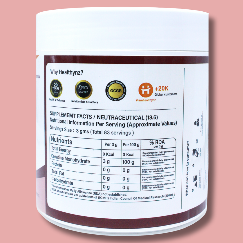 Healthynz Creatine Nutrition Facts