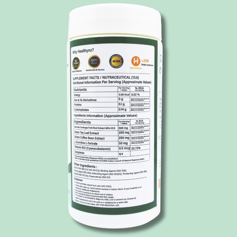 Healthynz Leanz Tablet Nutrition Facts