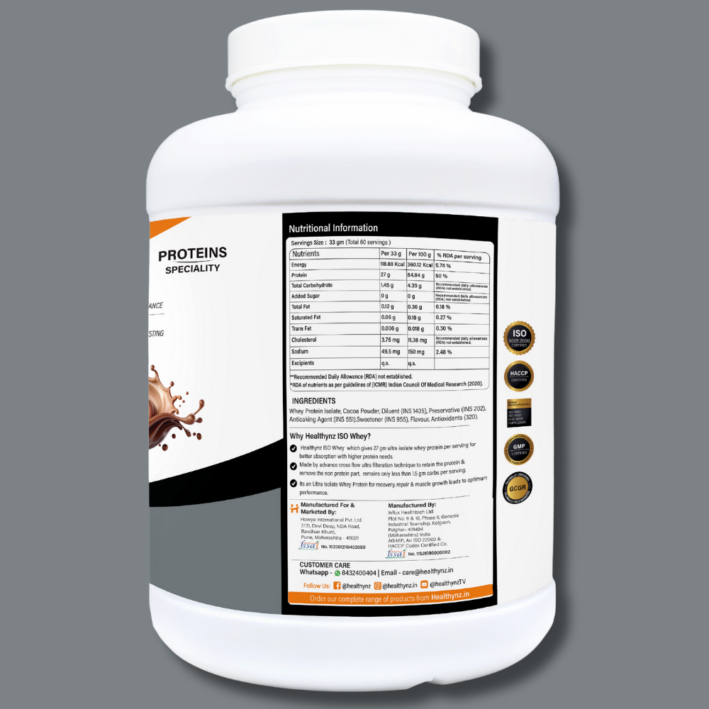 Healthynz Iso whey nutrition facts