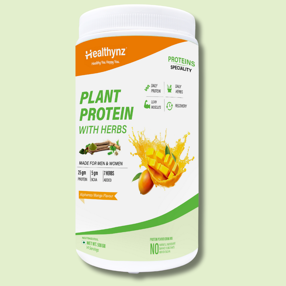 Healthynz Plant Protein With Herbs 500 gm Mango Flavor