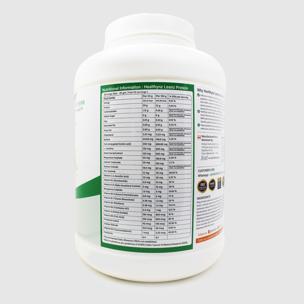 Healthynz leanz protein 2kg backside image 1