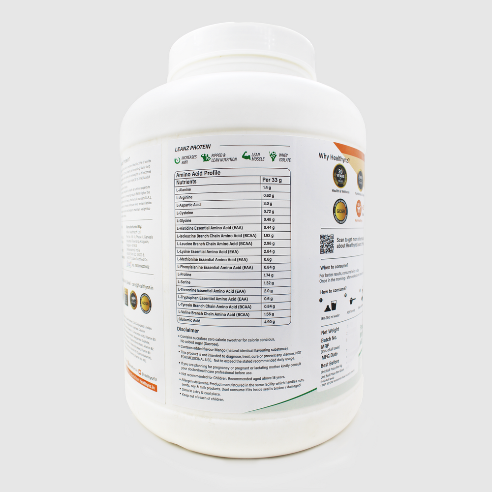 Healthynz leanz protein 2kg backside image 2