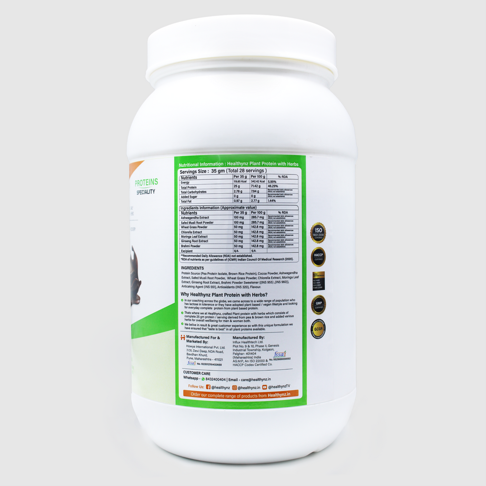 Healthynz plant protein with herbs backside image 1